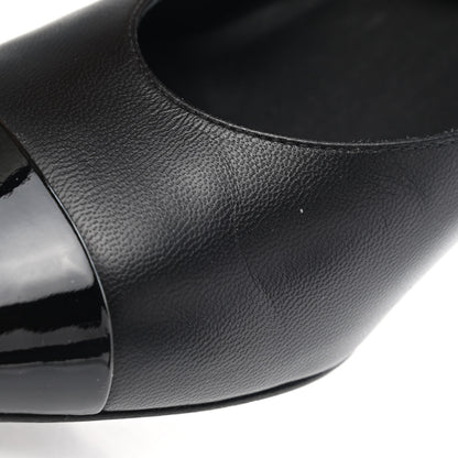 Chanel Patent Lambskin Cap Toe Mary Jane Mid Heel Strap Pumps 36 Black 18 of 20