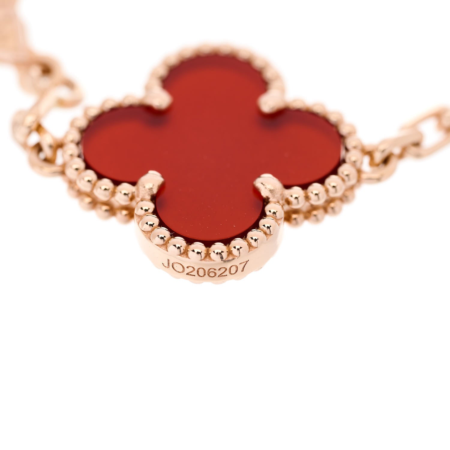 Van Cleef & Arpels 18K Rose Gold Carnelian 5 Motifs Guilloche Vintage Alhambra Bracelet 4 of 6