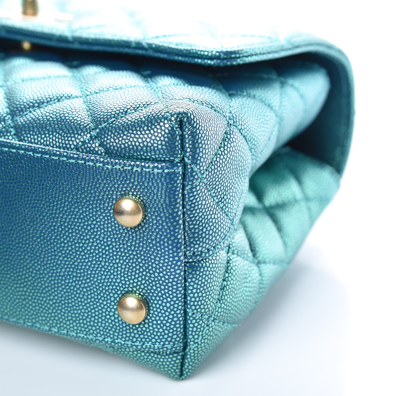 Chanel Metallic Caviar Quilted Mini Coco Handle Flap Blue 9 of 11