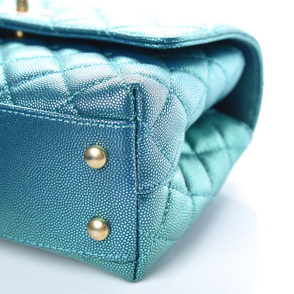Chanel Metallic Caviar Quilted Mini Coco Handle Flap Blue 9 of 11