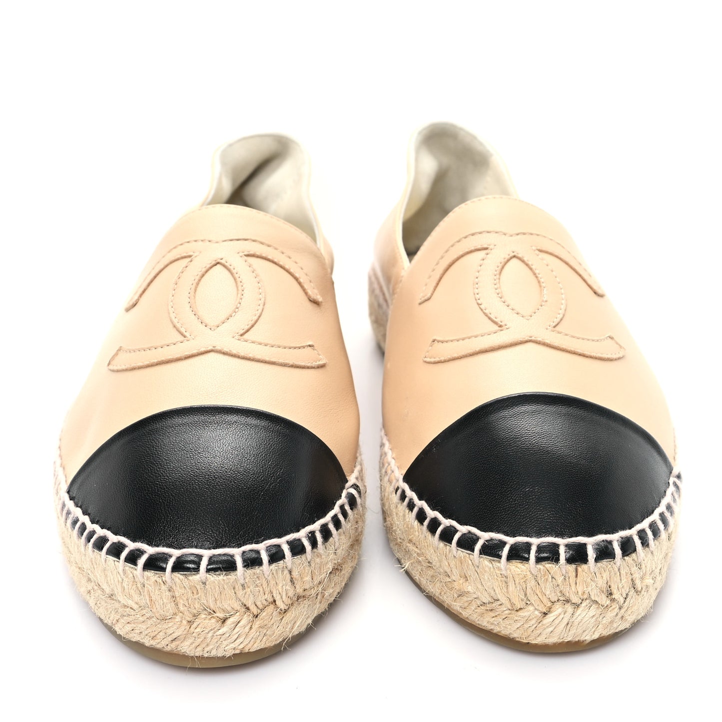 Lambskin CC Espadrilles 40 Beige Black
