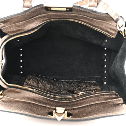 Valentino Garavani Metallic Grained Calfskin Rockstud Double Handle Tote Sasso 5 of 10