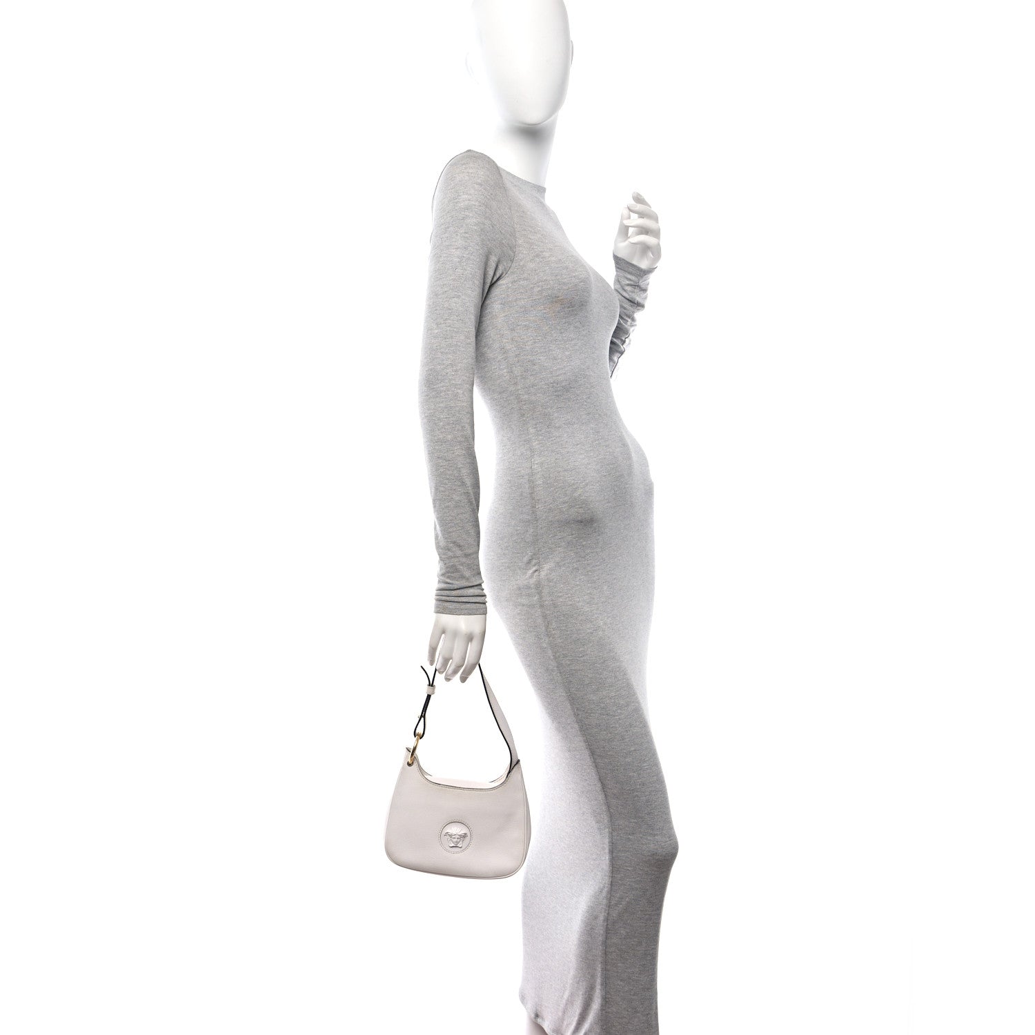 Versace Calfskin La Medusa Small Hobo Crossbody Optical White 2 of 10