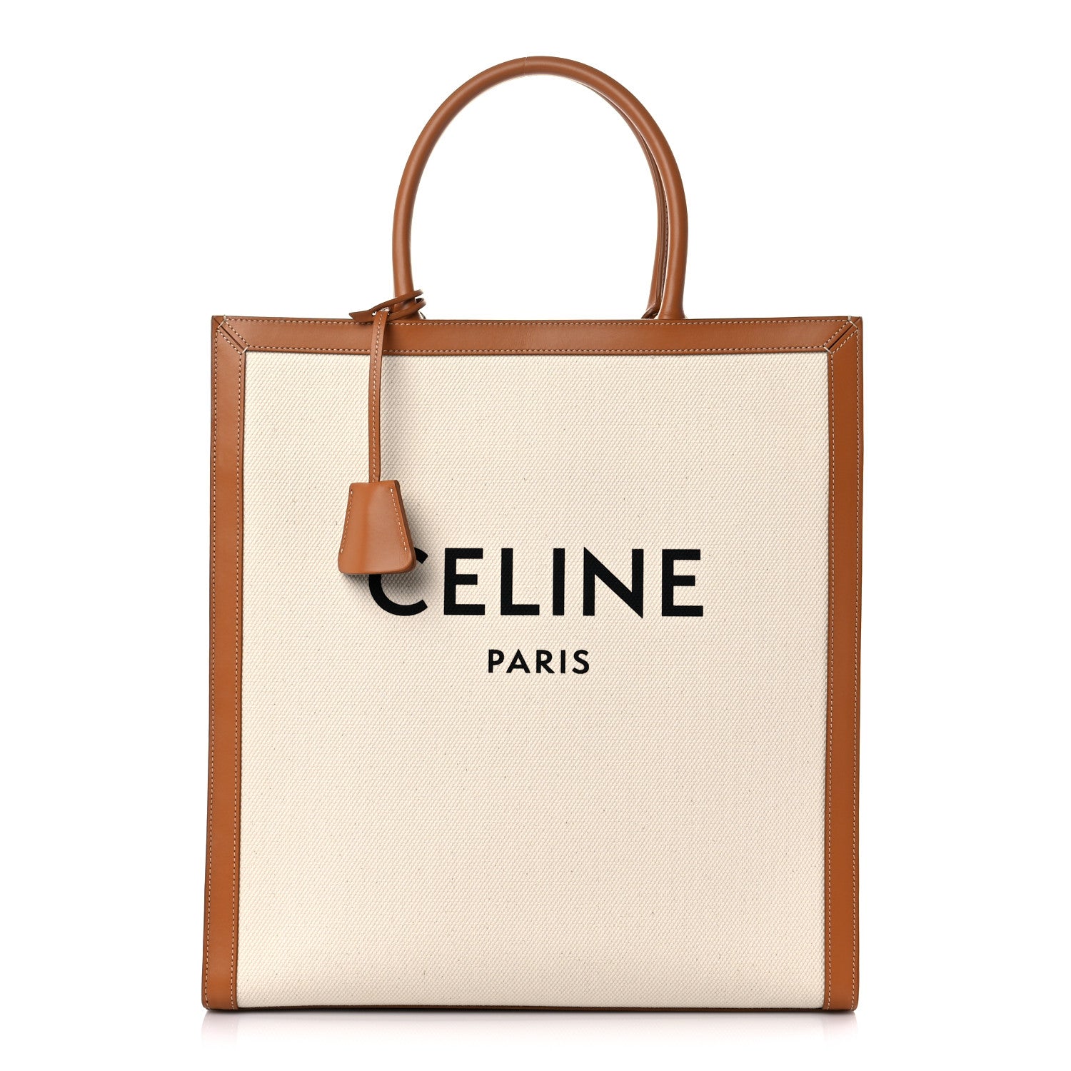 Celine Canvas Calfskin Vertical Cabas Natural Tan 1 of 11