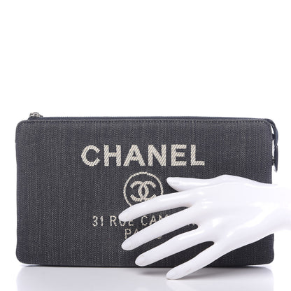 Chanel Denim Small Deauville Zipped Pouch Dark Blue 2 of 11