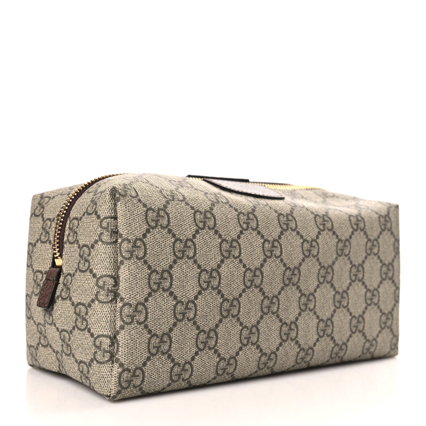 Soft GG Supreme Monogram Calfskin Large Ophidia Cosmetic Case Beige Ebony New Acero