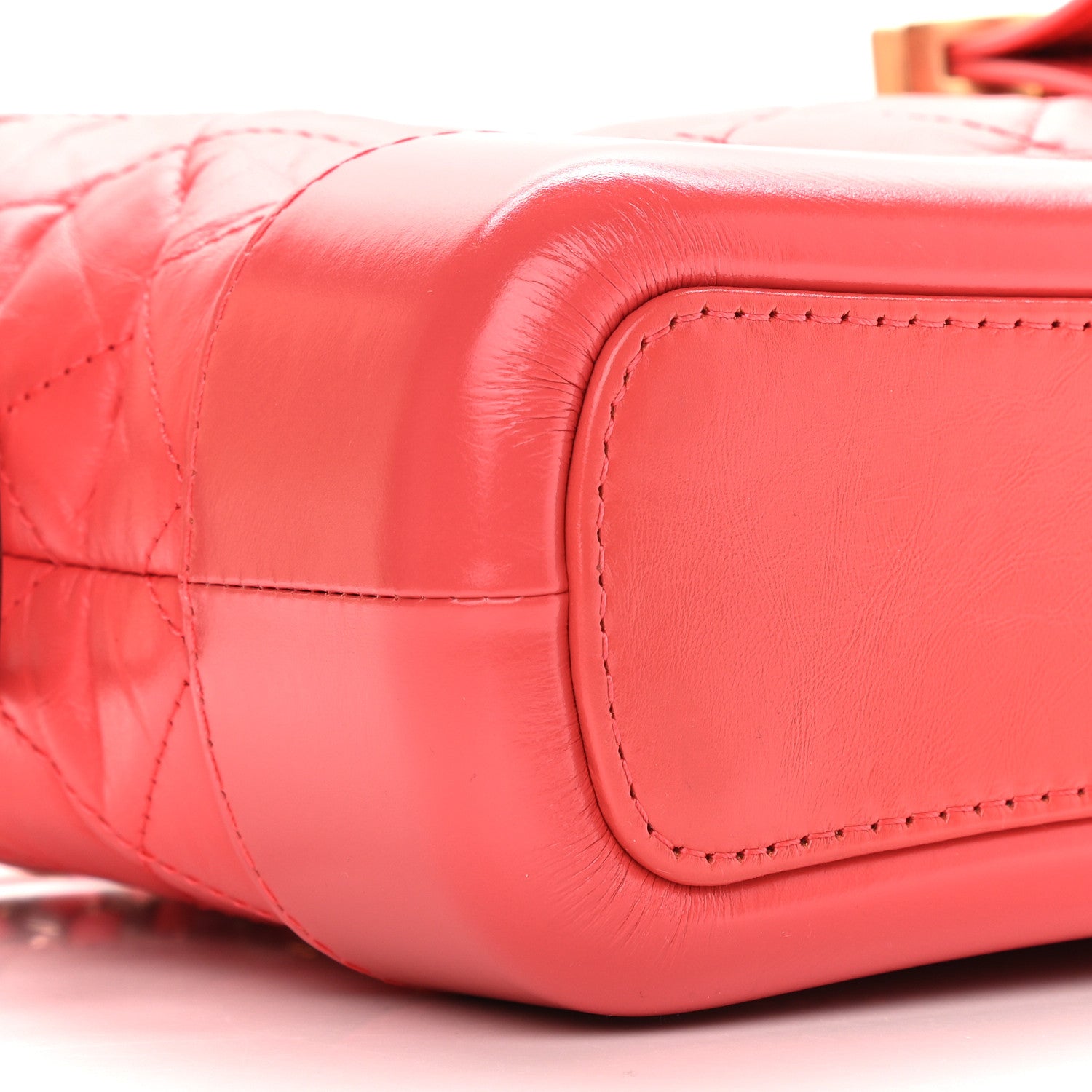 Chanel Aged Calfskin Quilted Small Gabrielle Hobo Coral 8 of 9