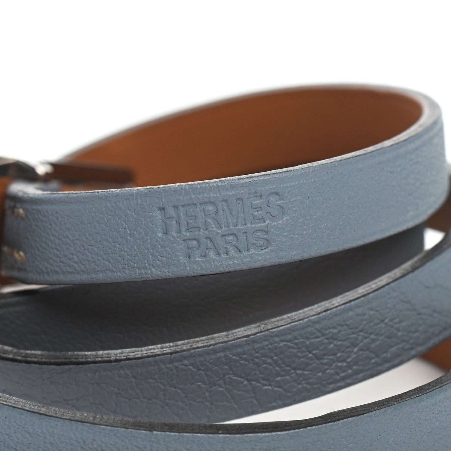Hermes Swift Hapi 3 MM Triple Tour Wrap Bracelet S Bleu Lin 5 of 5