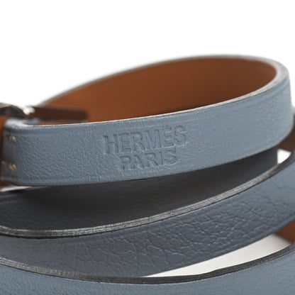 Hermes Swift Hapi 3 MM Triple Tour Wrap Bracelet S Bleu Lin 5 of 5