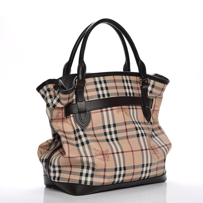 Burberry Haymarket Check Medium Golderton Tote Chocolate 3 of 9