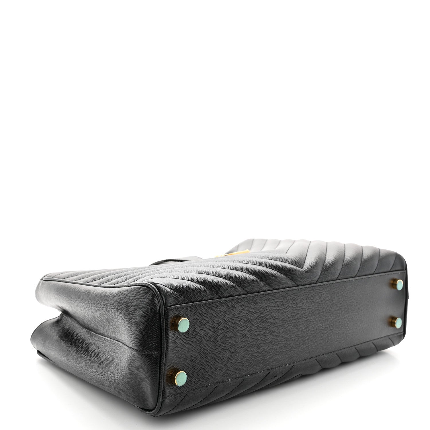 Saint Laurent Grain De Poudre Matelasse Chevron Monogram Shopping Bag Black 4 of 12