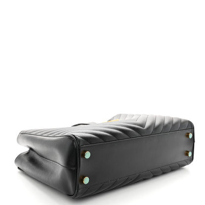 Saint Laurent Grain De Poudre Matelasse Chevron Monogram Shopping Bag Black 4 of 12