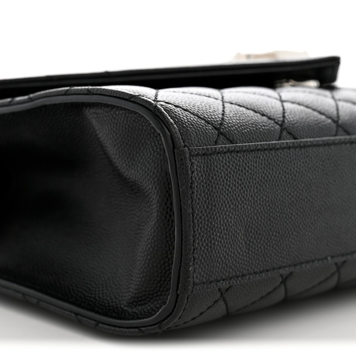 Grain De Poudre Textured Mixed Matelasse Triquilt Small Monogram Satchel Black