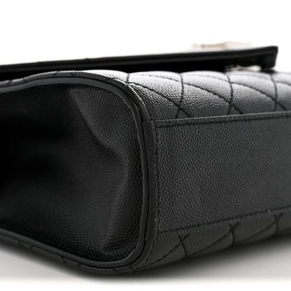 Saint Laurent Grain De Poudre Textured Mixed Matelasse Triquilt Small Monogram Satchel Black 9 of 11