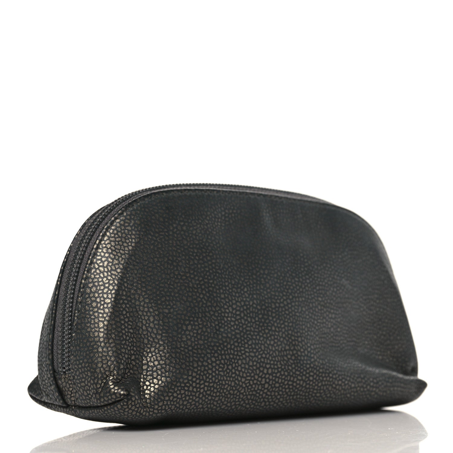 Chanel Metallic Caviar Timeless CC Cosmetic Pouch Dark Grey 3 of 9