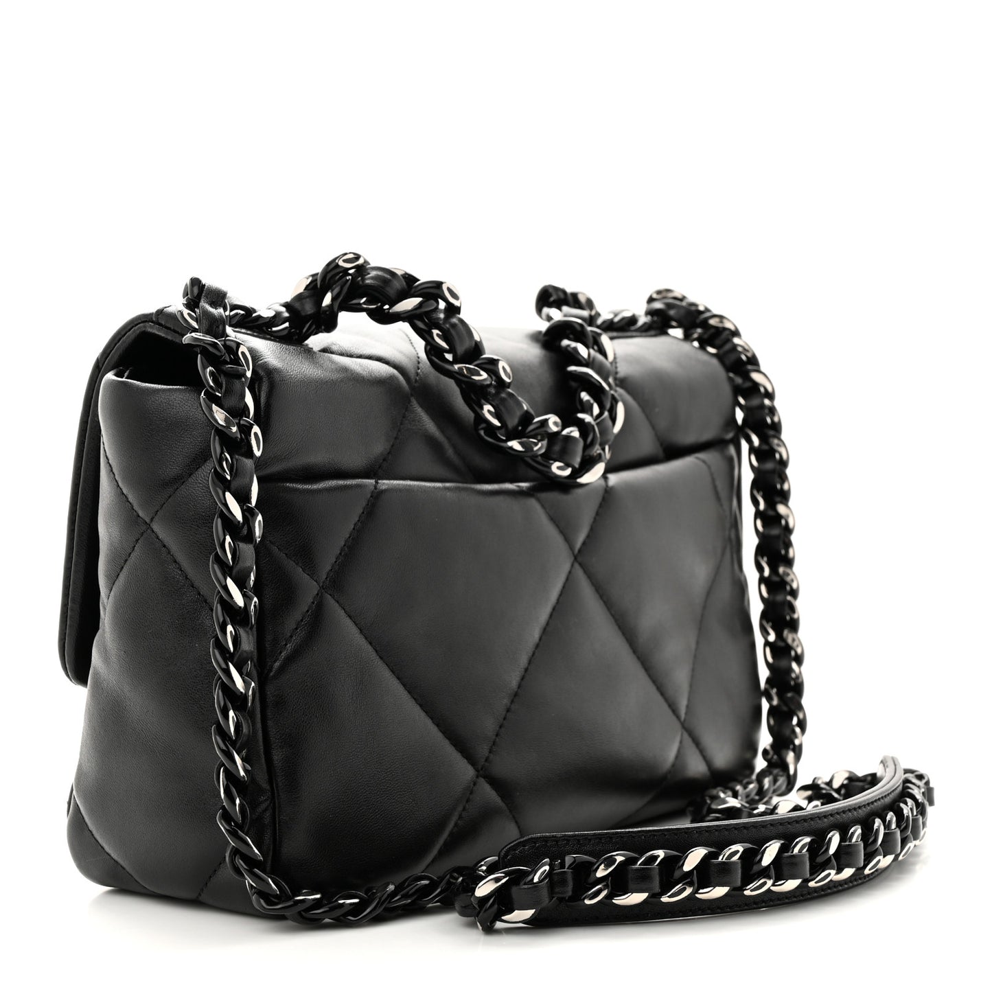 Lambskin Quilted Medium Chanel 19 Flap So Black