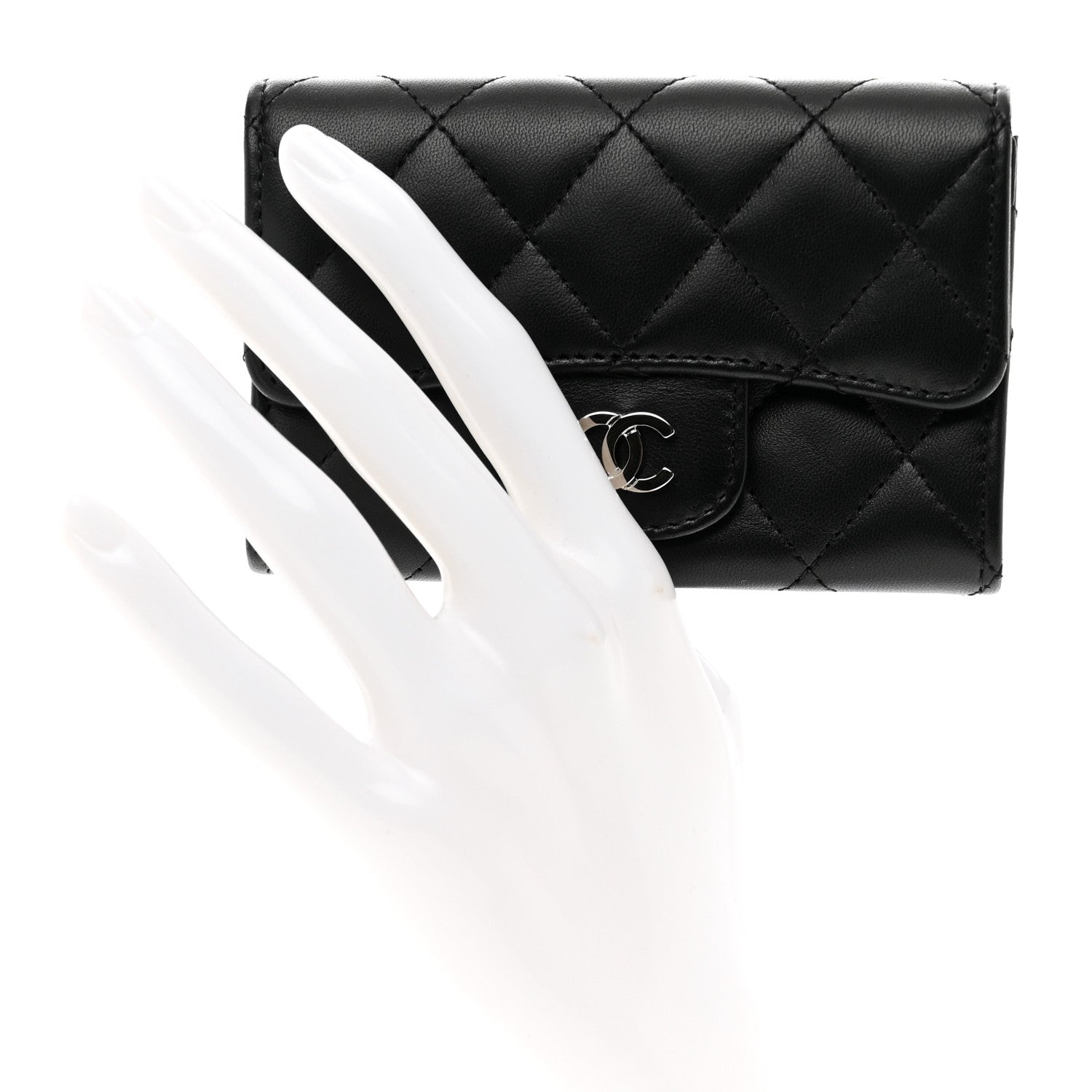 Chanel Lambskin Quilted Flap Card Holder Black 2 of 8