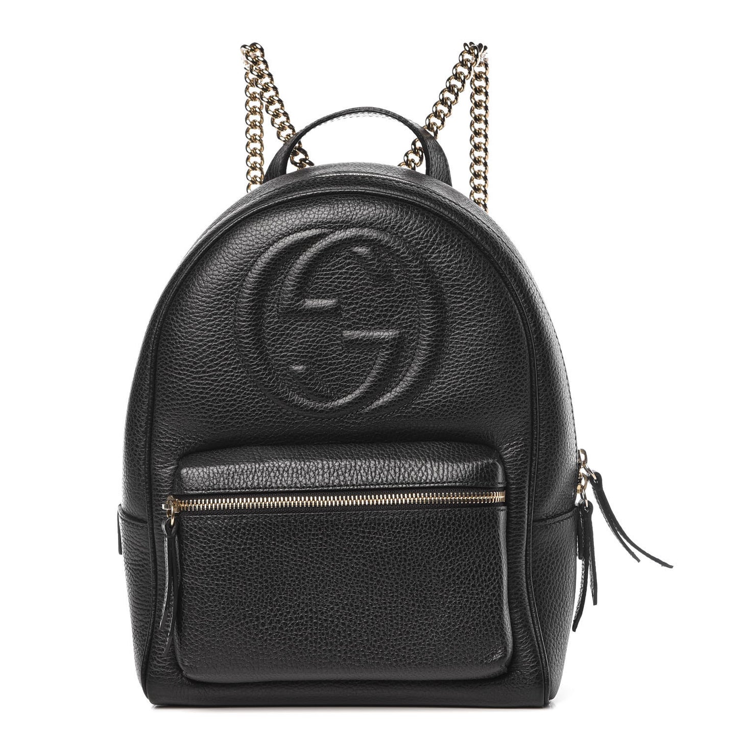 Pebbled Calfskin Soho Chain Backpack Black