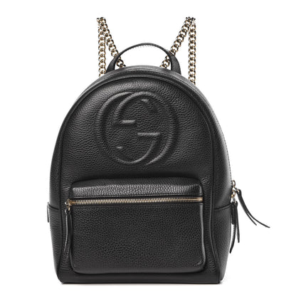 Gucci Pebbled Calfskin Soho Chain Backpack Black 1 of 10