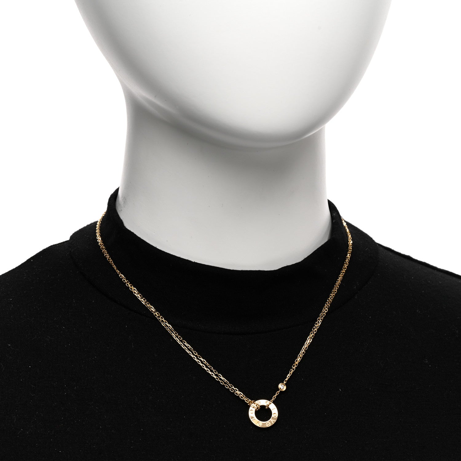 Cartier 18K Yellow Gold 2 Diamond LOVE Necklace 2 of 5