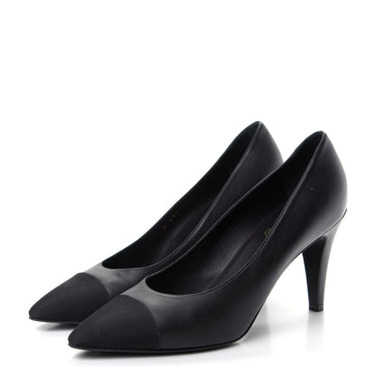 Chanel Lambskin Grosgrain Cap Toe Pumps 40.5 Black 3 of 10