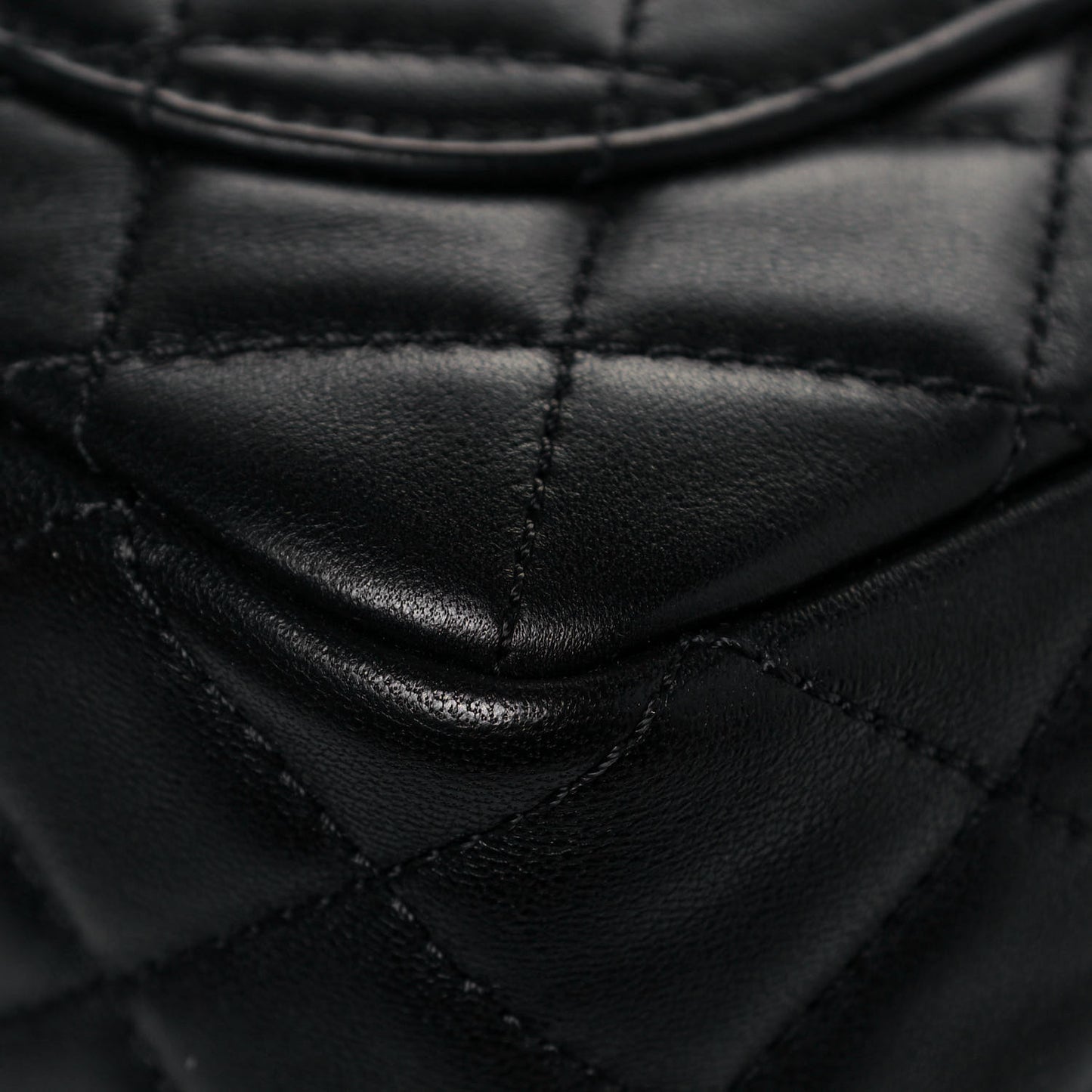 Lambskin Quilted Mini Rectangular Pearl Crush Flap Black