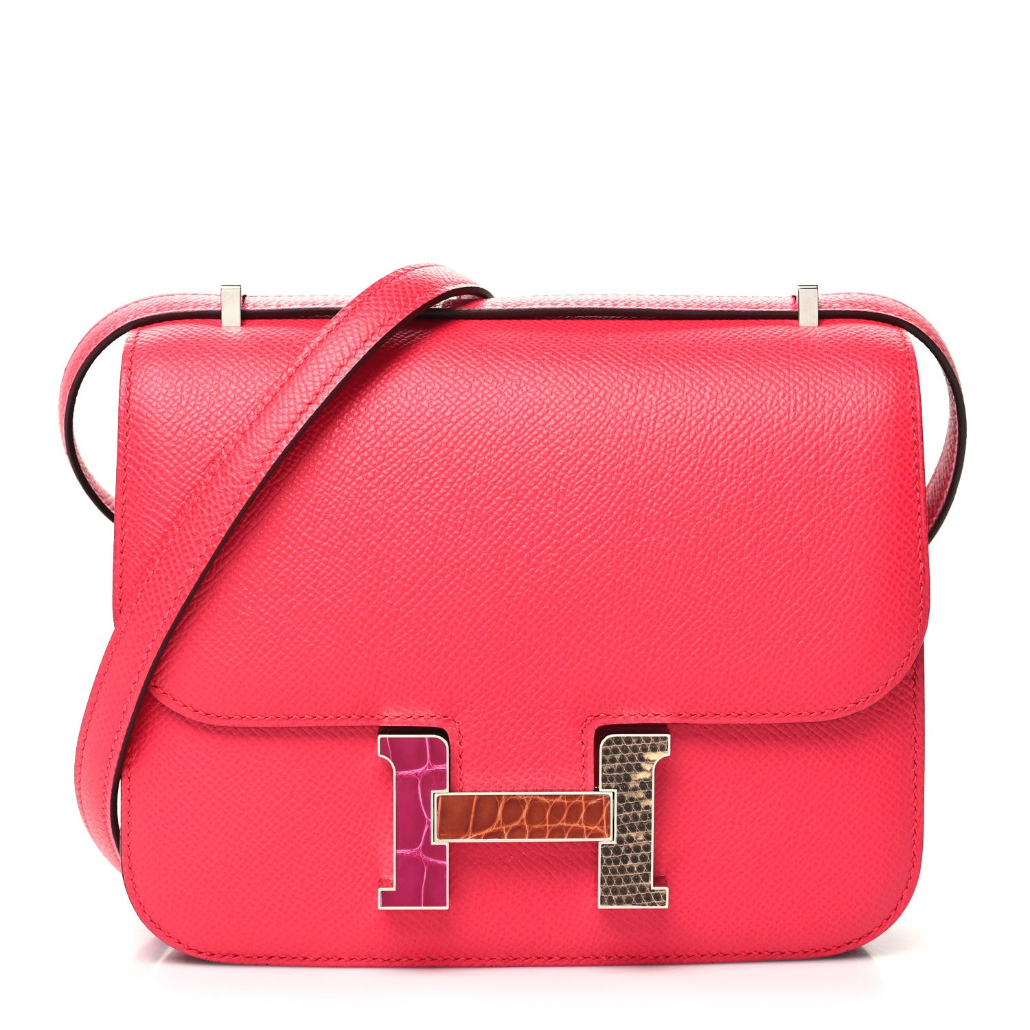Hermes Epsom Shiny Alligator Lizard Constance 18 Rose Extreme 1 of 9
