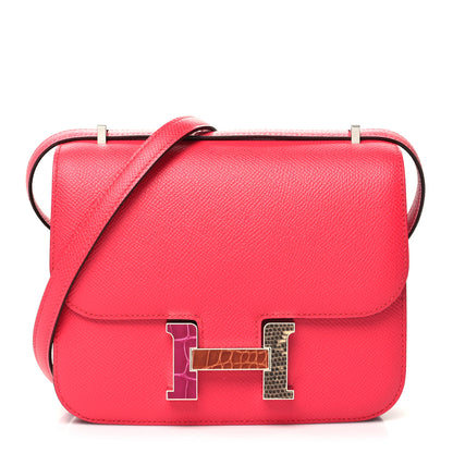 Hermes Epsom Shiny Alligator Lizard Constance 18 Rose Extreme 1 of 9