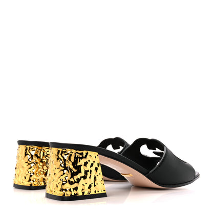 Gucci Cosmos Softy Calfskin Interlocking G Cut Out 55mm Slide Sandals 40 Black Gold 4 of 8