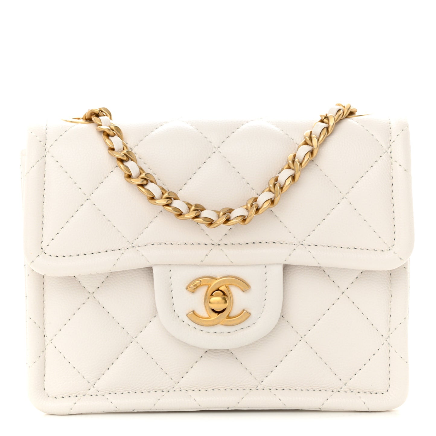 Caviar Quilted Mini Sweet Classic Flap White