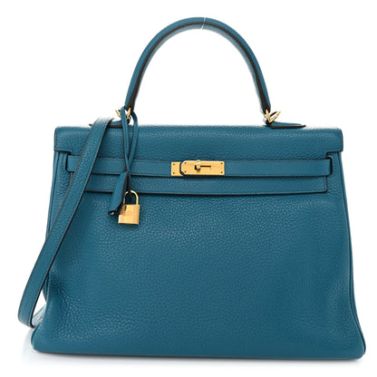 Hermes Taurillon Clemence Kelly Retourne 35 Bleu Izmir 1 of 13