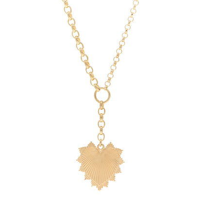 Foundrae 18K Yellow Gold Heart Token Love Medallion Heavy Belcher Chain Necklace 1 of 4