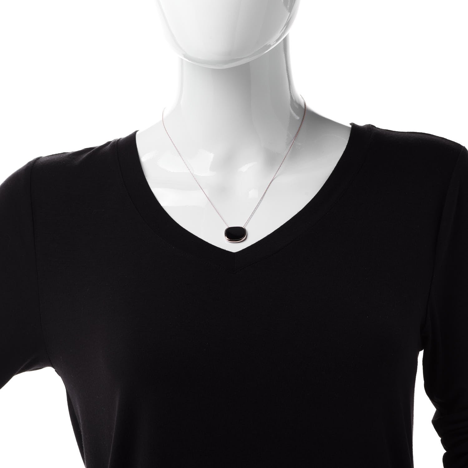 Roberto Coin 18K Rose Gold Black Jade Amphibole Pendant Necklace 2 of 7