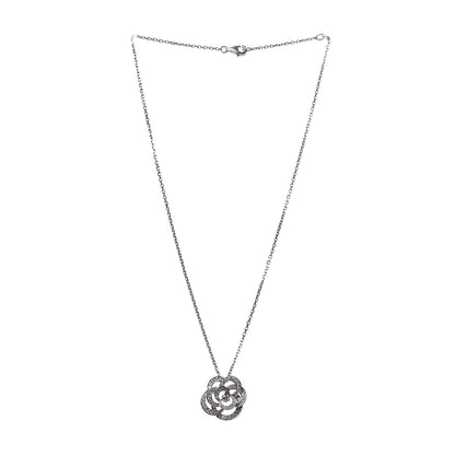 Chanel 18K White Gold Diamond Small Camelia Pendant Necklace 6 of 10