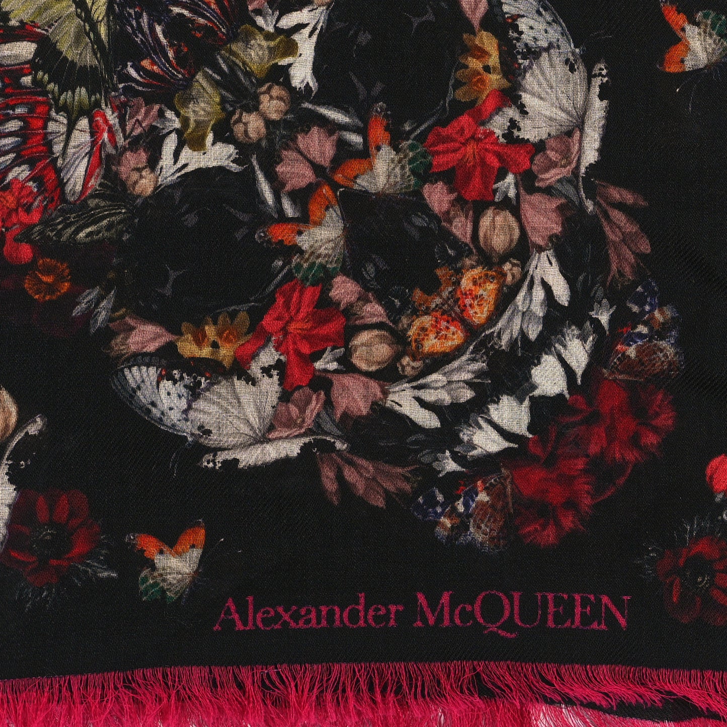 Silk Botanical Paisley Shawl Black