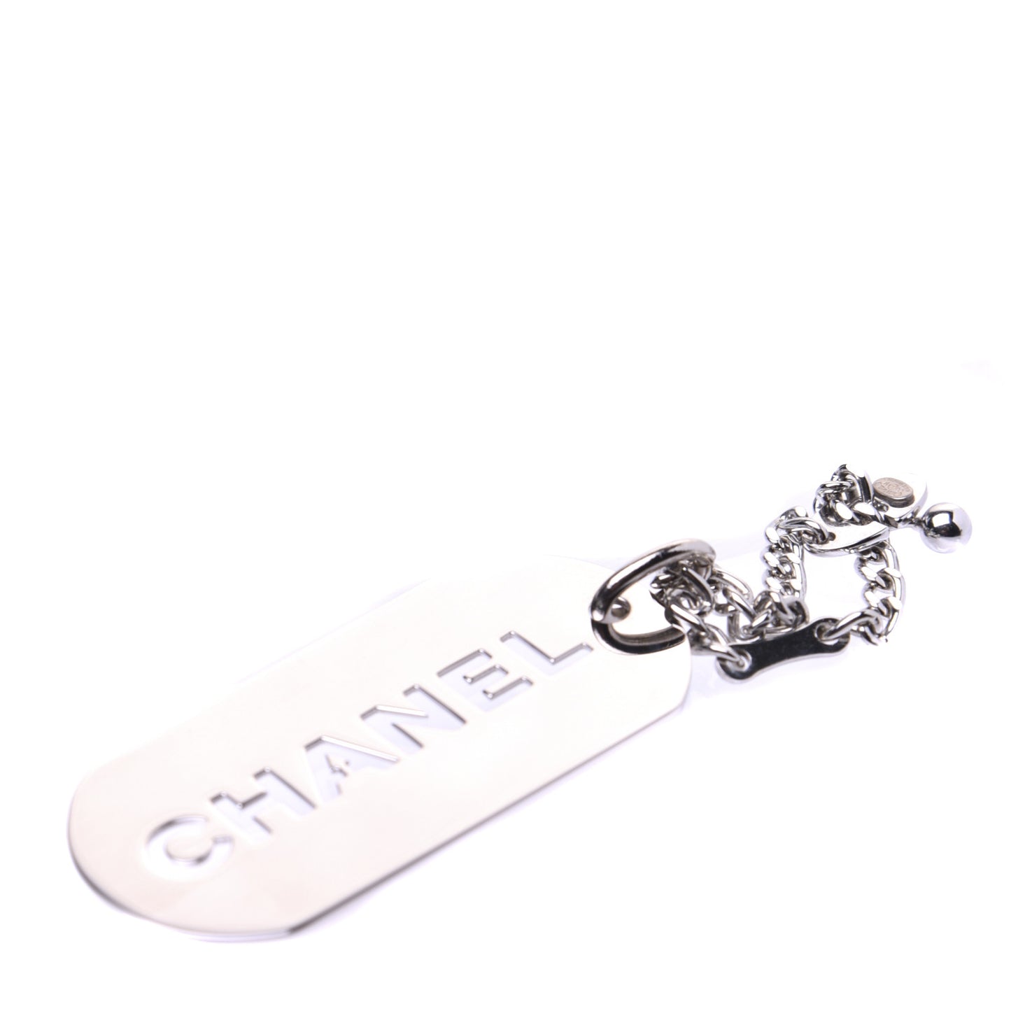 Dog Tag Key Charm Silver
