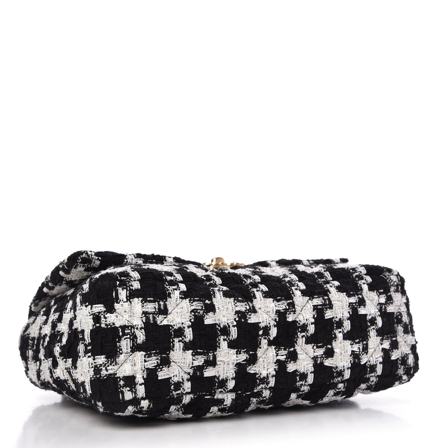 Tweed Quilted Large Chanel 19 Flap Black Ecru White