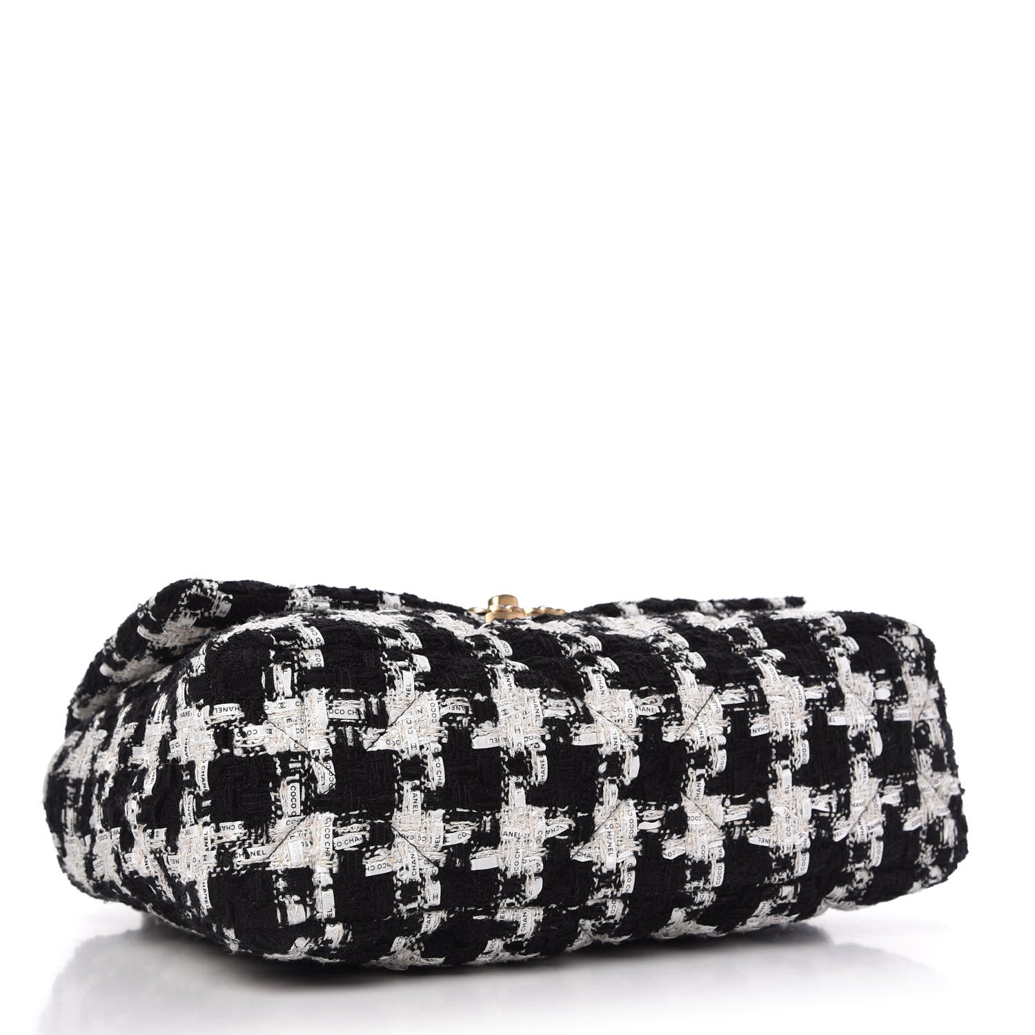 Chanel Tweed Quilted Large Chanel 19 Flap Black Ecru White 4 of 11