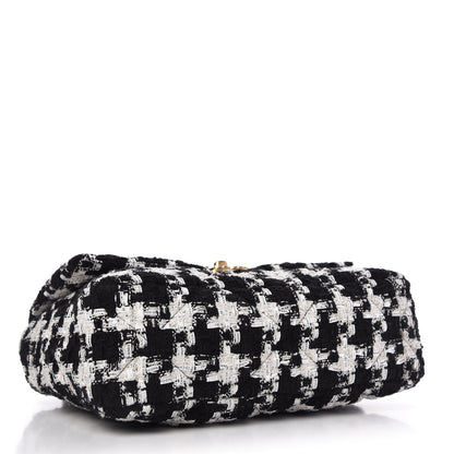 Chanel Tweed Quilted Large Chanel 19 Flap Black Ecru White 4 of 11
