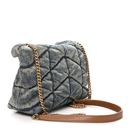 Saint Laurent Denim Quilted Small Loulou Puffer Monogram Chain Satchel Blue Cinnamon 2 of 9