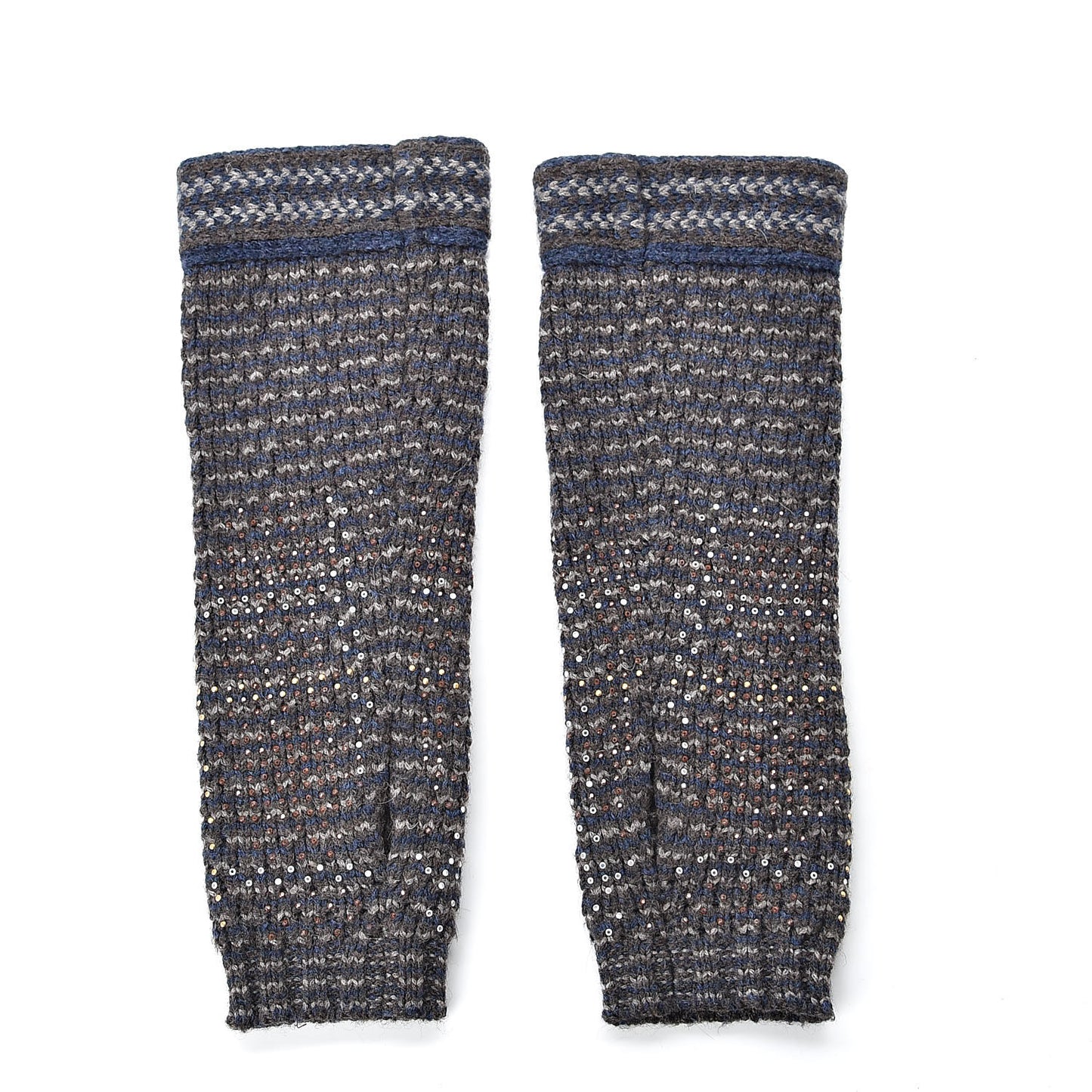 Wool Linen Crystal CC Fingerless Gloves Multicolor