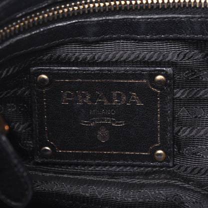 Prada Nylon Tessuto Soft Calfskin Small Shopping Satchel Black 7 of 34