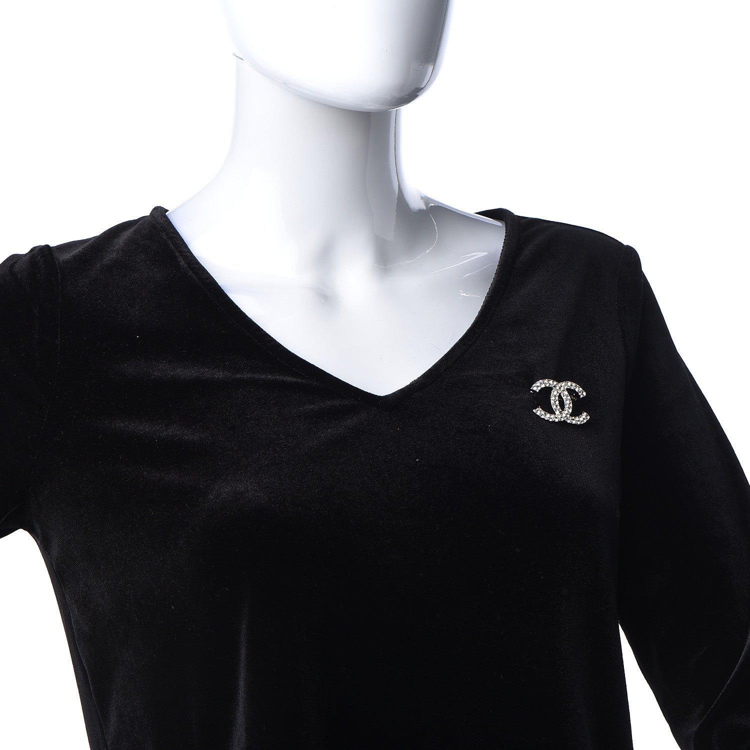 Chanel Crystal CC Brooch Light Gold 2 of 5