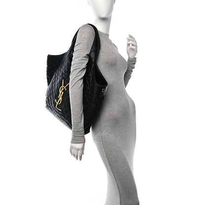 Saint Laurent Lambskin Quilted Maxi Icare Shopping Tote Black 2 of 12