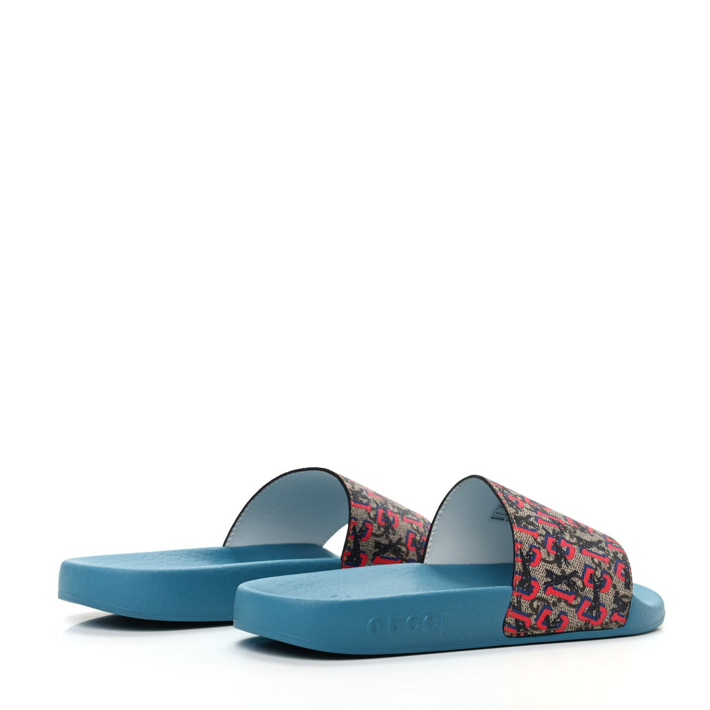 GG Supreme Monogram Gucci Wolf Slide Sandals 35 Multicolor