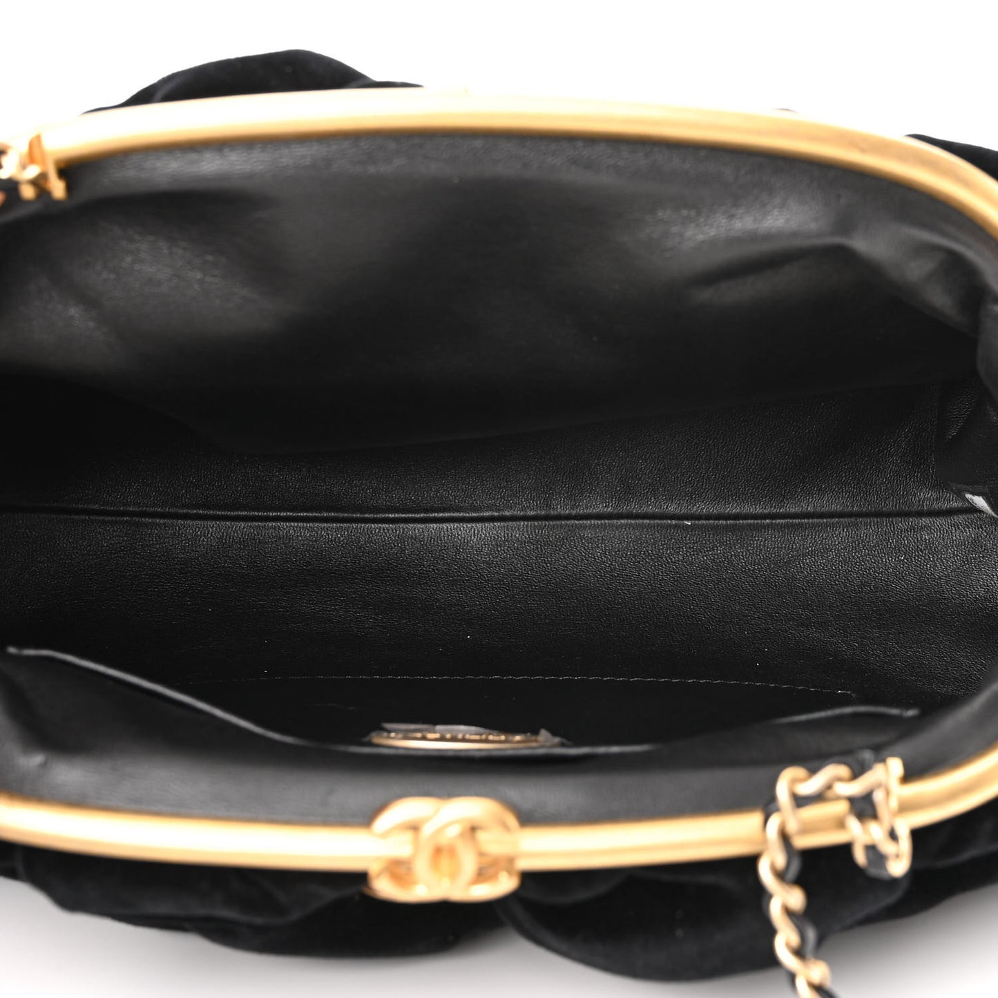 Resin Velvet Kiss Lock Clutch Black