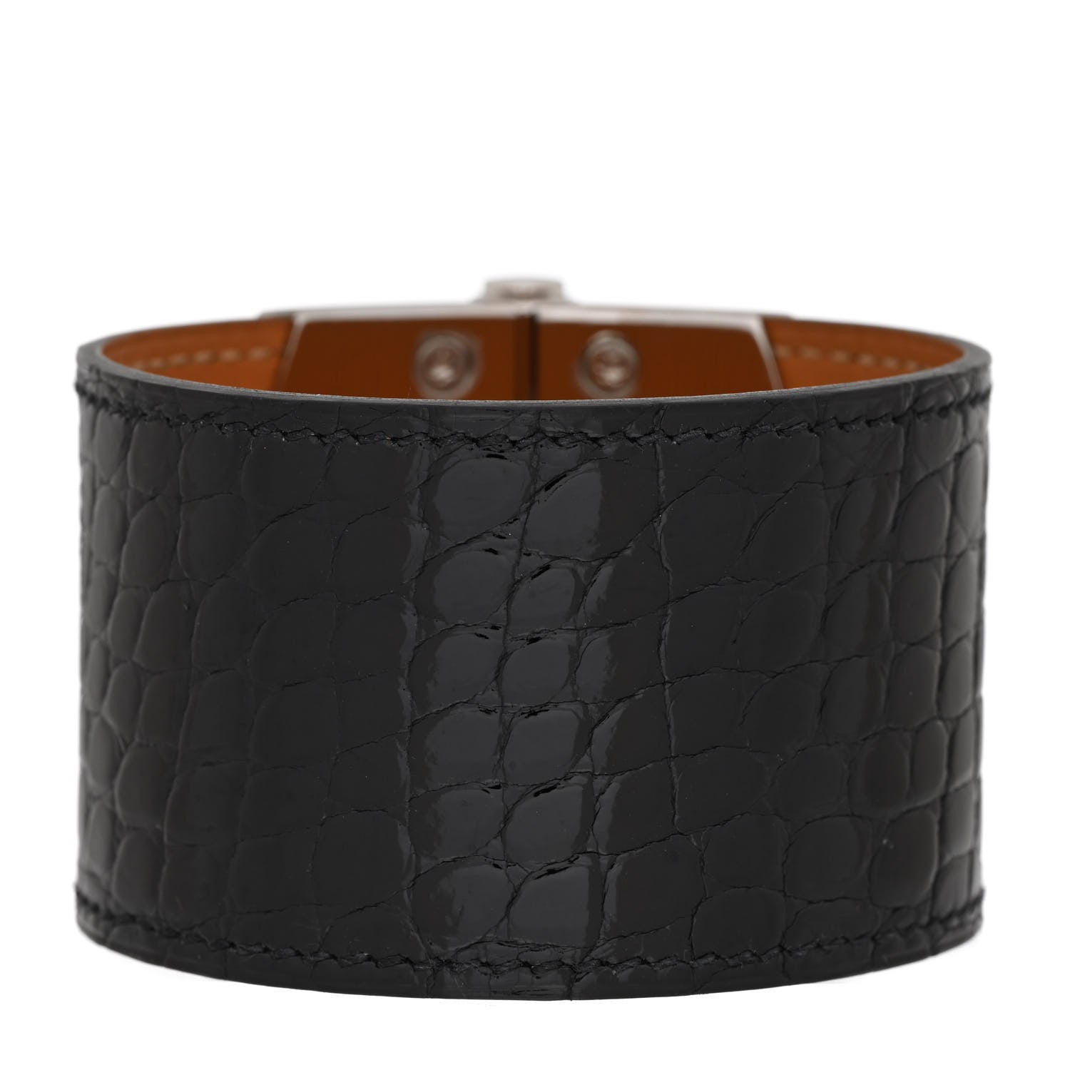Hermes Shiny Alligator Berenice Bracelet S Black 3 of 8
