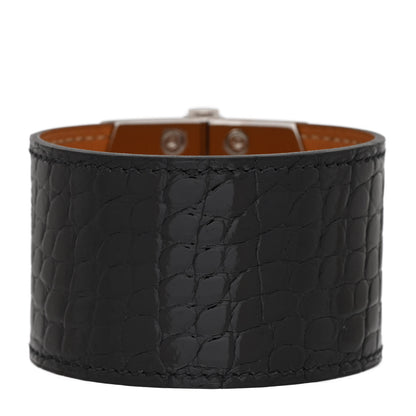 Hermes Shiny Alligator Berenice Bracelet S Black 3 of 8