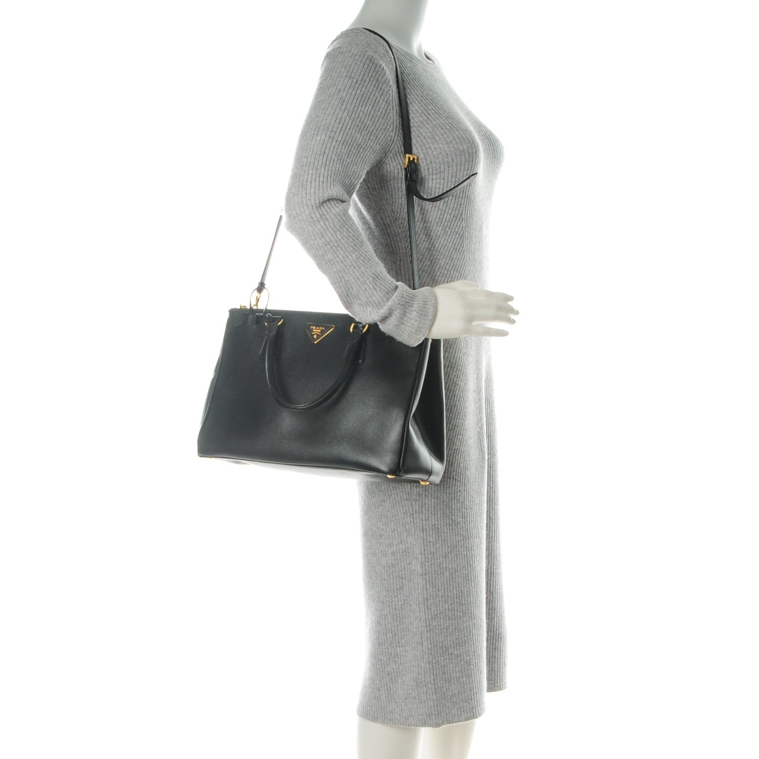 Prada Saffiano Large Galleria Double Zip Tote Black 2 of 8