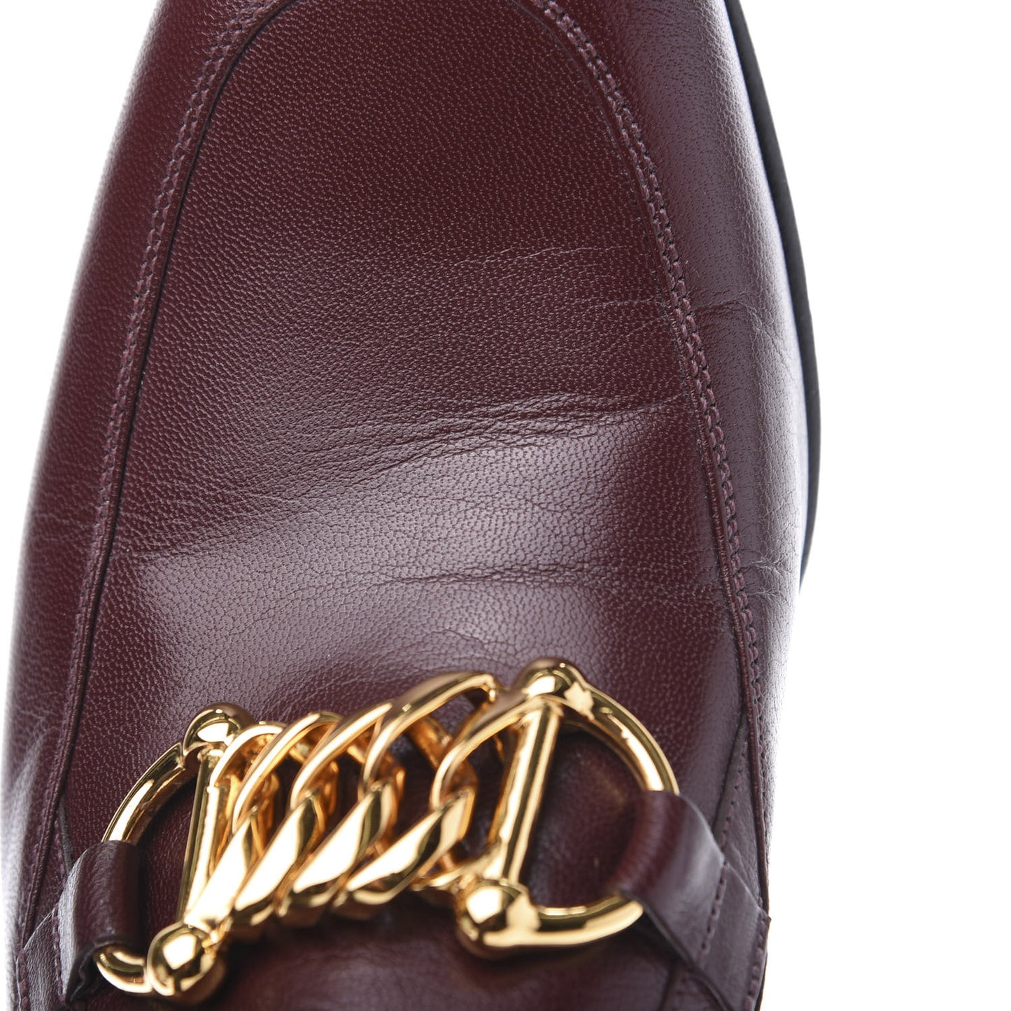 Goatskin Mens Chain Mid Heel Loafers 8 Burgundy